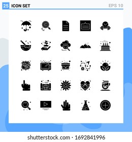 Stock-Vektorillustration-Icon-Paket mit 25 Line-Zeichen und Symbolen für Hantel; Pop-up; Datei; Verbindungen; Design-Elemente für Vektorillustrationen mit Rasterbearbeitung