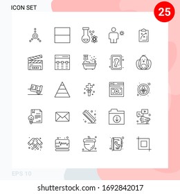 Stock Vector Icon Pack of 25 Line Signs and Symbols for tactics; strategic; space; plan; summer Editable Vector Design Elements