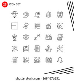 Stock Vector Icon Pack of 25 Line Signs and Symbols for travel; binoculars; connect; farming; cactus Editable Vector Design Elements