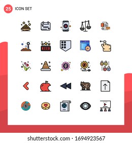 Stock Vector Icon Pack of 25 Line Signs and Symbols for branding; finance; love; business; loss Editable Vector Design Elements