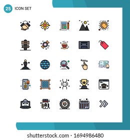 Stock Vector Icon Pack of 25 Line Signs and Symbols for sun; mountain; letter; landscape; hiking Editable Vector Design Elements