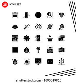 Stock Vector Icon Pack of 25 Line Signs and Symbols for jewel; solution; arrow; business; dollar Editable Vector Design Elements