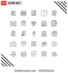 Stock Vector Icon Pack of 25 Line Signs and Symbols for route; mobile; cupboard; gps; grid Editable Vector Design Elements