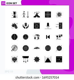Stock Vector Icon Pack of 25 Line Signs and Symbols for leaf; computer; fire work; chip; extractor Editable Vector Design Elements
