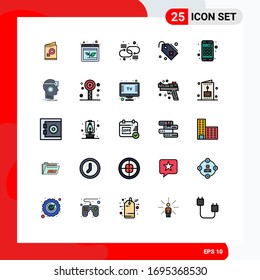 Stock Vector Icon Pack of 25 Line Signs and Symbols for device; sign; chain; add; medical Editable Vector Design Elements