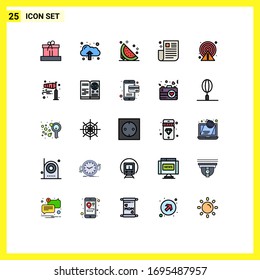 Stock Vector Icon Pack of 25 Line Signs and Symbols for alert; page; fruit; newspaper; interface Editable Vector Design Elements