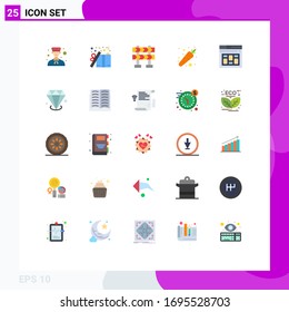 Paquete de iconos vectoriales de 25 señales de línea y símbolos para la base de datos; verduras; presente; alimentos; elementos de diseño de vectores editables de construcción