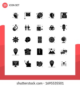 Stock Vector Icon Pack of 25 Line Signs and Symbols for holiday; board; fire; thinking; mind Editable Vector Design Elements