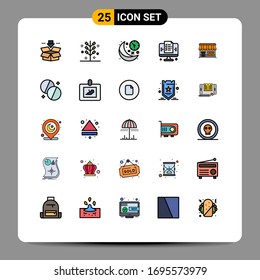 Stock Vector Icon Pack of 25 Line Signs and Symbols for website; page; holiday; development; night Editable Vector Design Elements
