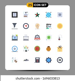 Paquete de iconos vectores estándar de 25 señales de línea y símbolos para la configuración; multimedia; producto; música; elementos de diseño de vectores editables de estrella