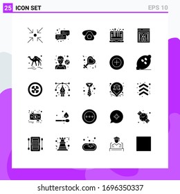 Paquete de iconos vectores de material de 25 señales de línea y símbolos para el progreso del sitio web; rendimiento web; teléfono; mejor sitio web; elementos de diseño de vectores editables para dispositivos