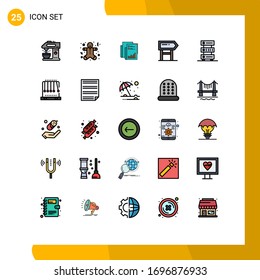 Paquete de 25 señales y símbolos de línea para el vector de material; dirección; informe; papel; elementos de diseño de vectores editables de datos