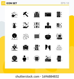 Stock Vector Icon Pack of 25 Line Signs and Symbols for smartphone; digital; online; tablet; draw Editable Vector Design Elements