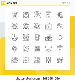 Stock Vector Icon Pack of 25 Line Signs and Symbols for halloween; book; package; conversation; communication Editable Vector Design Elements