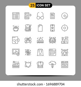 Stock Vector Icon Pack of 25 Line Signs and Symbols for graph; data; seo; business; view Editable Vector Design Elements