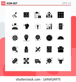 Stock Vector Icon Pack of 25 Line Signs and Symbols for group; paste; safe; paper; document Editable Vector Design Elements