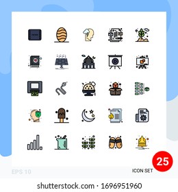 Stock Vector Icon Pack of 25 Line Signs and Symbols for wheat; grain; mental; agriculture; design Editable Vector Design Elements
