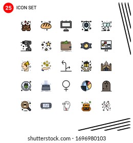 Stock Vector Icon Pack of 25 Line Signs and Symbols for wine; beer; advertisement; illustration; bulb Editable Vector Design Elements
