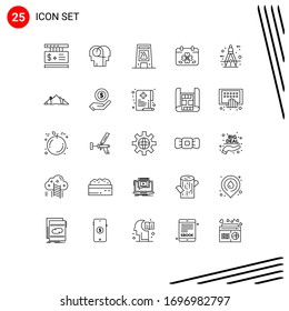 Paquete de 25 señales y símbolos de línea de vectores de material para clientes; día; suelo; trébol; elementos de diseño de vectores editables en húmedo