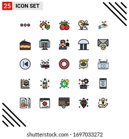 Stock Vector Icon Pack of 25 Line Signs and Symbols for donation; growth; food; education; bulb Editable Vector Design Elements
