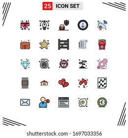 Paquete de 25 carteles y símbolos de línea para el vector de material; internet; seguro; red en la nube; descargar elementos de diseño de vectores editables