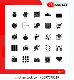 Stock Vector Icon Pack of 25 Line Signs and Symbols for message; scene; keys; mountain; landscape Editable Vector Design Elements