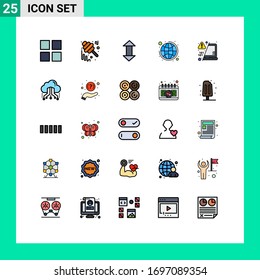 Stock Vector Icon Pack of 25 Line Signs and Symbols for laptop; strategy; arrow; plan; global Editable Vector Design Elements