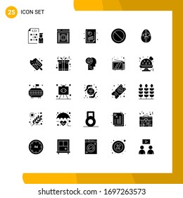 Stock Vector Icon Pack of 25 Line Signs and Symbols for gift; basic; notification; ban; financial report Editable Vector Design Elements