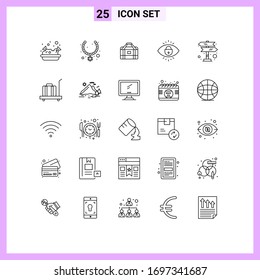 Stock Vector Icon Pack of 25 Line Signs and Symbols for sign; directions; equipment; lock; internet Editable Vector Design Elements
