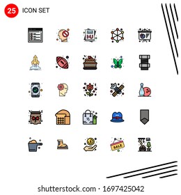 Stock Vector Icon Pack of 25 Line Signs and Symbols for conference poster; web; forbidden; server; analytics Editable Vector Design Elements