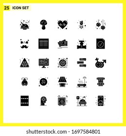 Stock Vector Icon Pack of 25 Line Signs and Symbols for decoration; bulb; health; rose; mardi gras Editable Vector Design Elements