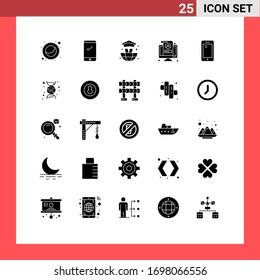 Stock Vector Icon Pack of 25 Line Signs and Symbols for smart phone; profile; world; screen; lcd Editable Vector Design Elements