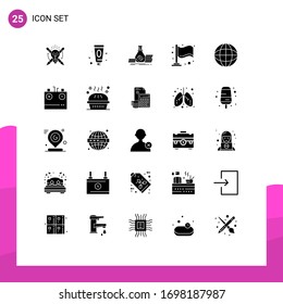 Stock Vector Icon Pack of 25 Line Signs and Symbols for battery; map; bag; milestone; finish Editable Vector Design Elements