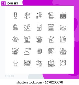 Stock Vector Icon Pack of 25 Line Signs and Symbols for bar; online; celebration; marketing; mobile Editable Vector Design Elements