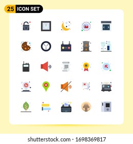 Stock Vector Icon Pack of 25 Line Signs and Symbols for slider; communication; moon; information; analytics Editable Vector Design Elements