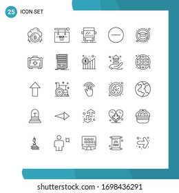 Stock Vector Icon Pack of 25 Line Signs and Symbols for graduation; hide; party; delete; travel Editable Vector Design Elements