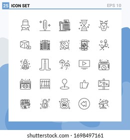 Stock Vector Icon Pack of 25 Line Signs and Symbols for alpine; ui; message; timer; clock Editable Vector Design Elements