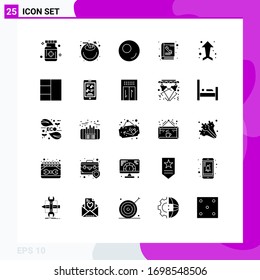 Stock Vector Icon Pack of 25 Line Signs and Symbols for up; arrow; juice; phone book; directory Editable Vector Design Elements