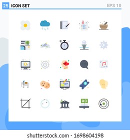 Stock Vector Icon Pack of 25 Line Signs and Symbols for science; bowl; hobby; back to school; clip Editable Vector Design Elements