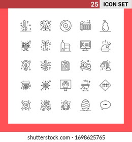 Stock Vector Icon Pack of 25 Line Signs and Symbols for paint palette; drawing; devices; color; vinyl Editable Vector Design Elements