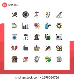 Stock-Vektorillustration-Icon-Pack mit 25 Line-Zeichen und Symbolen für Droup; menschlich; Feiern; Geist; Design-Elemente für Vektorillustrationen mit Ideen