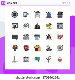 Stock Vector Icon Pack of 25 Line Signs and Symbols for education; book; checkout; online; thanksgiving Editable Vector Design Elements