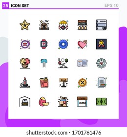 Stock Vector Icon Pack of 25 Line Signs and Symbols for server; control; in love; management; backup Editable Vector Design Elements