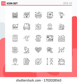 Stock Vector Icon Pack of 25 Line Signs and Symbols for holiday; easter; ufo; flower; strategic Editable Vector Design Elements