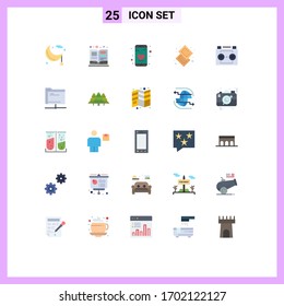 Stock Vector Icon Pack of 25 Line Signs and Symbols for audio recording; food; textbook; dessert; candy Editable Vector Design Elements