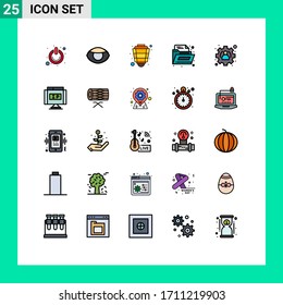 Stock Vector Icon Pack of 25 Line Signs and Symbols for management; folder; vision; document; ramadan Editable Vector Design Elements