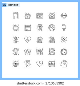 Stock Vector Icon Pack of 25 Line Signs and Symbols for shooting; medical call; calendar; calling; date Editable Vector Design Elements