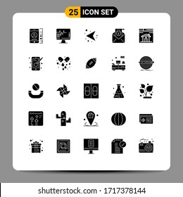 Stock Vector Icon Pack of 25 Line Signs and Symbols for home; security; arrows; message; mail Editable Vector Design Elements