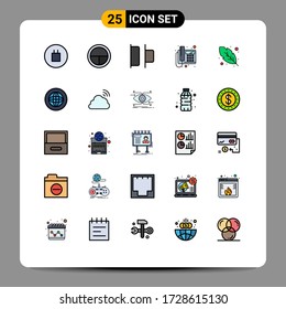 Stock Vector Icon Pack of 25 Line Signs and Symbols for center; feather; horizontal; calligraphy; telephone Editable Vector Design Elements