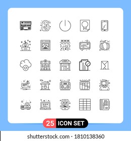 Stock Vector Icon Pack of 25 Line Signs and Symbols for report; page; wedding; data; tumbler Editable Vector Design Elements